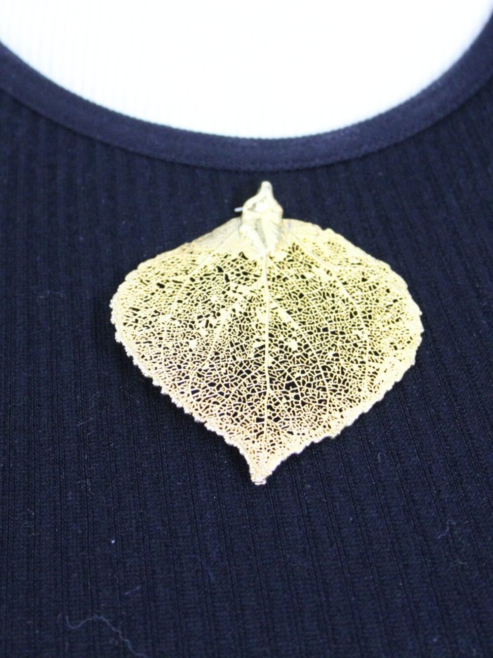 Gold Aspen Leaf Pendant Real Leaf‎ Style Statement Pendant 1.75”